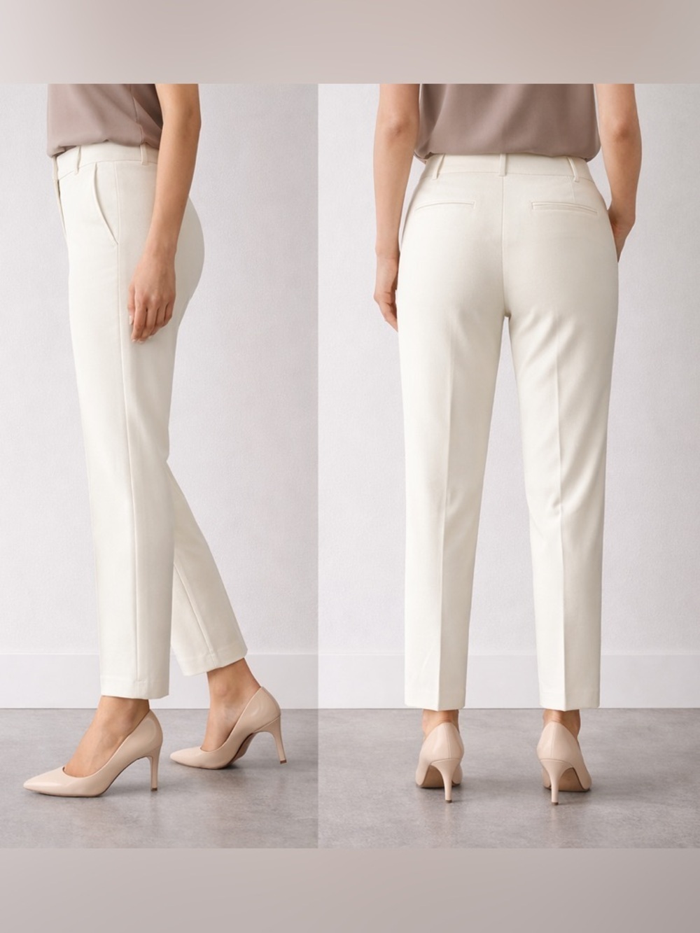 Zac & Rachel White Pull-On Ankle Pants Womens 8P Petite Mid-Rise Stretch Dress